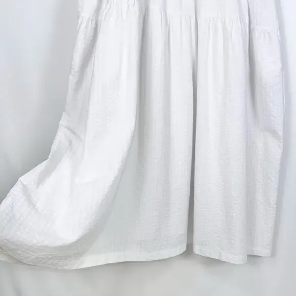 Old Navy Women's Tiered Puff Sleeve Midi Dress XXL White Pockets - Picture 4 of 16